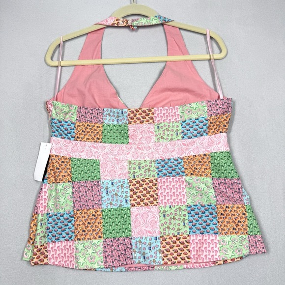 Vineyard Vines Top Womens 12 Patchwork Halter Marthas Vineyard Coastal Beach NWT - Picture 7 of 12